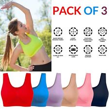 Women's Ladies Comfort Padded Stretch Sports Yoga Bra Top Crop Pack of 3