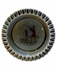 1954 Wade Irish Porcelain Hunting Scene Ashtray Bird Dogs & Hunters In The Field