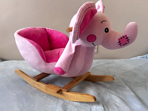 Pink plush elephant - elephant, rocker