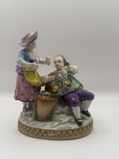 Antique Volkstedt Porcelain Figurine – Romantic Couple with Flowers