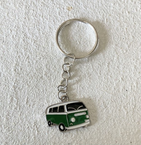 Green camper van - van, keyring