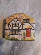 Vintage TUCKERS OF TOTNES Thatched Cottage Tin, Toffee Butterscotch Sweets RETRO