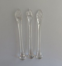 Set of 3 Vintage / Antique Hand Blown Glass Sugar Crushers / Cocktail Stirrers