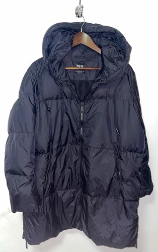 Zara black hooded long quilted - hooded,