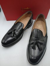 Loake Tassel Loafer Size 8 F Black Polished Leather Formal Dress Mens Shoes 