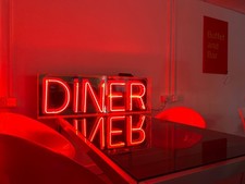 Red Neon ‘Diner’ Sign with Vintage Aesthetic