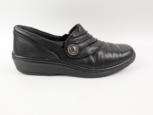Pavers black leather slip - slip, on