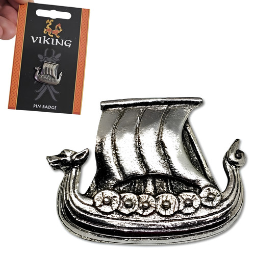Viking longboat pin badge - viking,