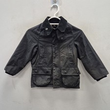 Barbour Boys Kids Bedale Wax Waterproof Wax Rain Navy Jacket Coat Size XS
