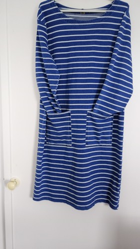 Blue white striped midi - striped, dress