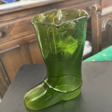Green Glass Vase In The Form Of A Boot In Vgc