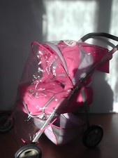 BABY BORN PRAM / PUSHCHAIR - PINK /PURPLE with RAINCOVER / TOY
