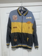 Vtg 80’s Ton Sur Ton zip up  Sweatshirt jacket Gray yellow blue  Size L 