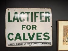 Antique Enamel Sign, joseph Thorley Animal Feeds. Lactifier For Calves.