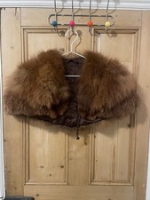 Vintage Stole Cape Shawl Scarf Wrap Dark Choc Caramel Brown, Real Fur Lined