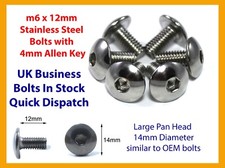 6x Stainless Bolt m6 x 12mm