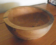 Natural  Beechwood Bowl handmade wood-turned shows the wood grain 15cm by 8cm