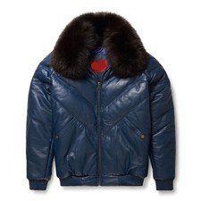 Men's V-Bomber Leather Puffer