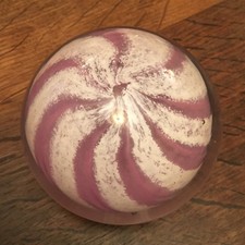 Shakspeare Glass Hand Blown Glass Pink / White Paperweight - Signed / Labelled