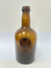 59628 Old Vintage Antique Black Glass Bottle Wine Sealed Mallet Onion JM 1726