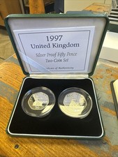Royal Mint 1997 Solid Sterling Silver Fifty Pence Coin Set