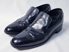 Cheaney of London Eton Mens Black Leather Semi Brogue Formal Slip on Shoes uk 8