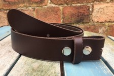 Dark Brown Leather Press Stud Snap Belt Choice of Widths Handmade Real Leather