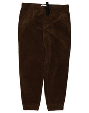 ZARA Mens Corduroy Joggers Cropped Trousers Medium W32 L26 Brown Cotton BW10