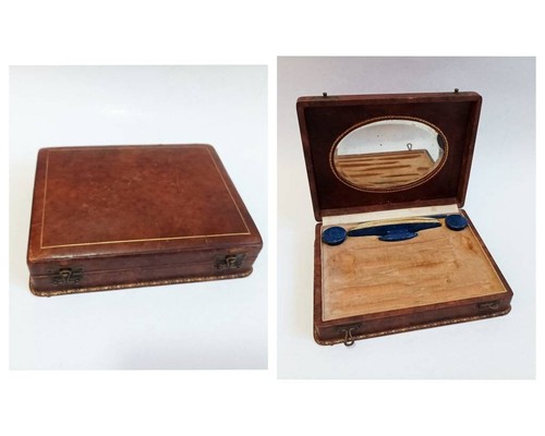 Antique tooled leather box - tooled,