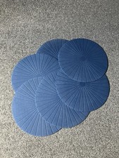6 X IKEA Blue Round Placemats 14.5 Inch Diameter