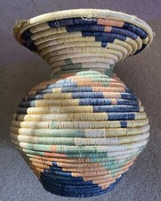 African Coloured Hand Woven  Vase Basket