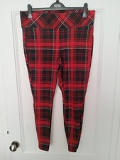 Torrid Pixie Pants Womens 1R Red Plaid Slim Fix Technology Skinny Stretch VGC