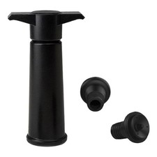 Black Vacuum Wine Pump & Stopper Set, ABS & Silicone, Easy Seal, 3-Piece Box