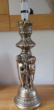 Vintage plaster tall (17")  triple cherub tablelamp base Goldy colour 