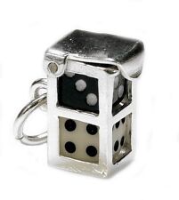 STERLING SILVER BLACK & WHITE DICE IN CASE CHARM    
