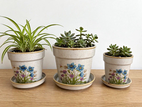 Ceramic round flower plant - round,