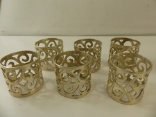 (RefJOH32) Set of 6 silver plated napkin rings open swirly pattern