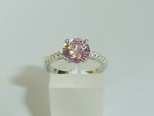 Hand Made Ladies 925 Sterling Solid Silver 2 Carat Pink and White Sapphire Ring