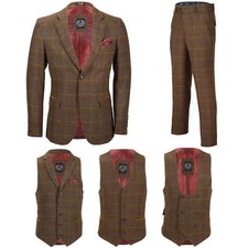 Mens 3 Piece Oak Brown Tweed