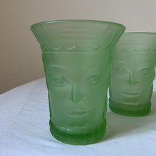 Art Deco green pressed glass