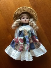 Vintage Porcelain Victorian-Style Doll Collectible Blonde, Movable Legs & arms 