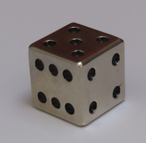 Glossy silver metal dice - glossy,