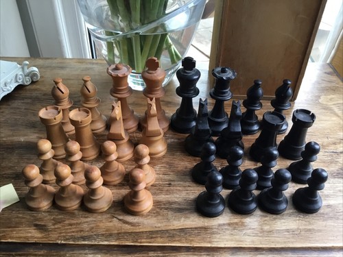 Vintage french wooden chess - vintage,