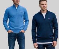 HUGO BOSS LONG SLEEVE QUARTER ZIP JUMPER FOR MENS
