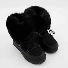 £345 AUSTRALIA LUXE Black Casper Sheepskin Comfy Cushioned Snow Boots UK 4