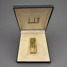DUNHILL 1977 GOLD PLATED ROLLAGAS RARE DOUBLE D DESIGN LIGHTER BOXED