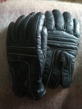 SPORTEX THINSULATE MENS BLACK LEATHER MOTOR BIKE ZIP FRONT PADDED GLOVES SIZE 5
