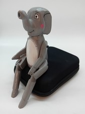 ELEPHANT WOODEN handmade hinged jointed puppet character 9" Stood up Unbranded