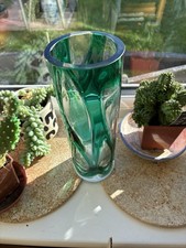Vintage Retro 1970's German Glass Vase by Stolzle Glas hand blown and ground
