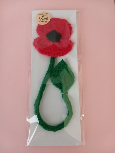 Poppy bookmark hand knitted a - poppy,
